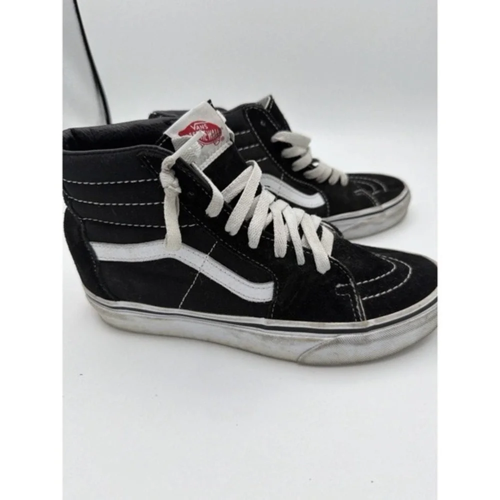 Vans Sk8-Hi Black White Suede Canvas Sneakers Men's 5 / Women's 6.5 Off The Wall